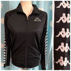 Kappa black and white track jacket- mud flaps woman silhouette. Women M, men S